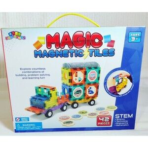 STEM Learning-Magic Magnetic, 42 Pc Tiles,  Ages 3+, Kids Building Toy NEW